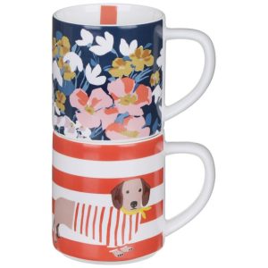 Joules 'The Bright Side' set of two stackable mugs