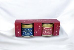 Lily-flame Mini tin duo. Christmas Eve and Christmas Day